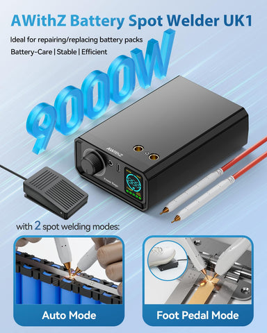 AWithZ 9000W spot welder control panel showing easy rotary knob operation