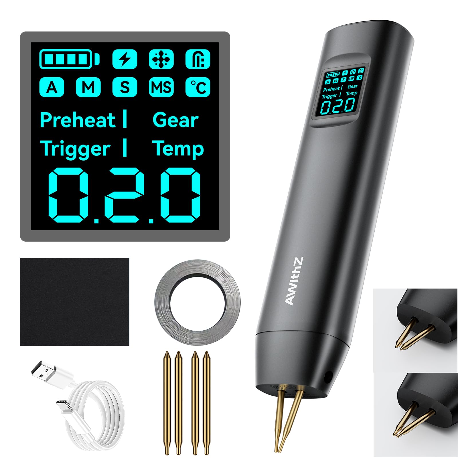 AWithZ HD2 double-ended tips for extended life and flexible welding.