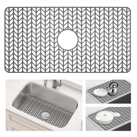 AWOKE 30x16 silicone sink protector covers large farmhouse sinks.
