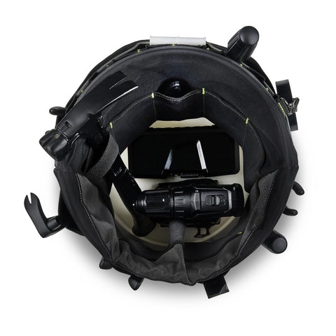 AWP Bucket Tool Organizer features metal tape clip for tape measure storage.