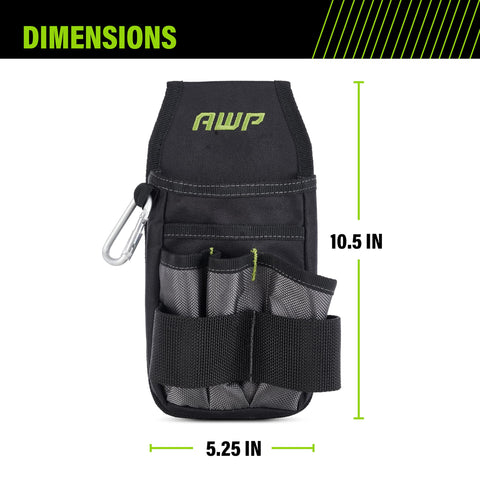 AWP Premium Tool Pouch back view shows secure belt integration for on-site use.