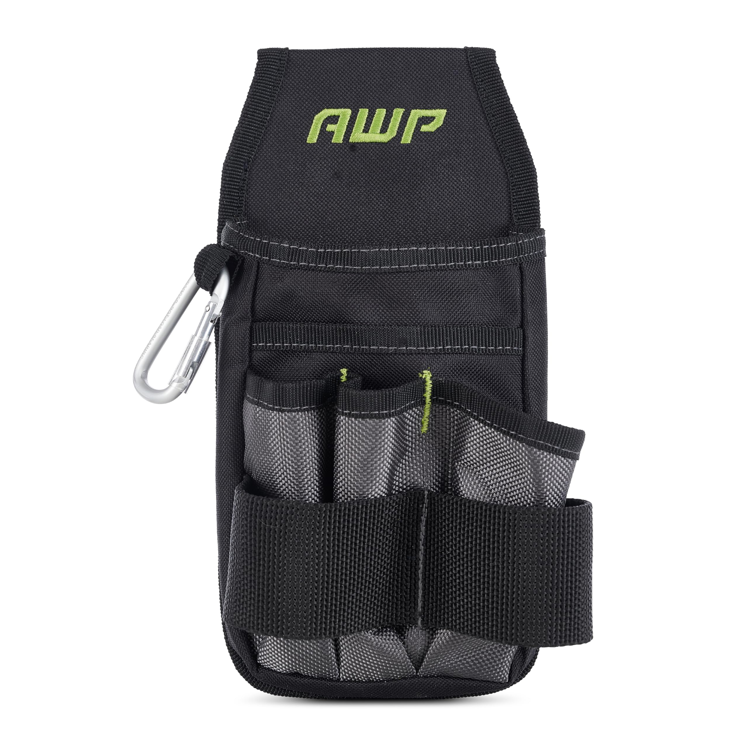 AWP Premium Tool Pouch front view highlights seven pockets for quick access.