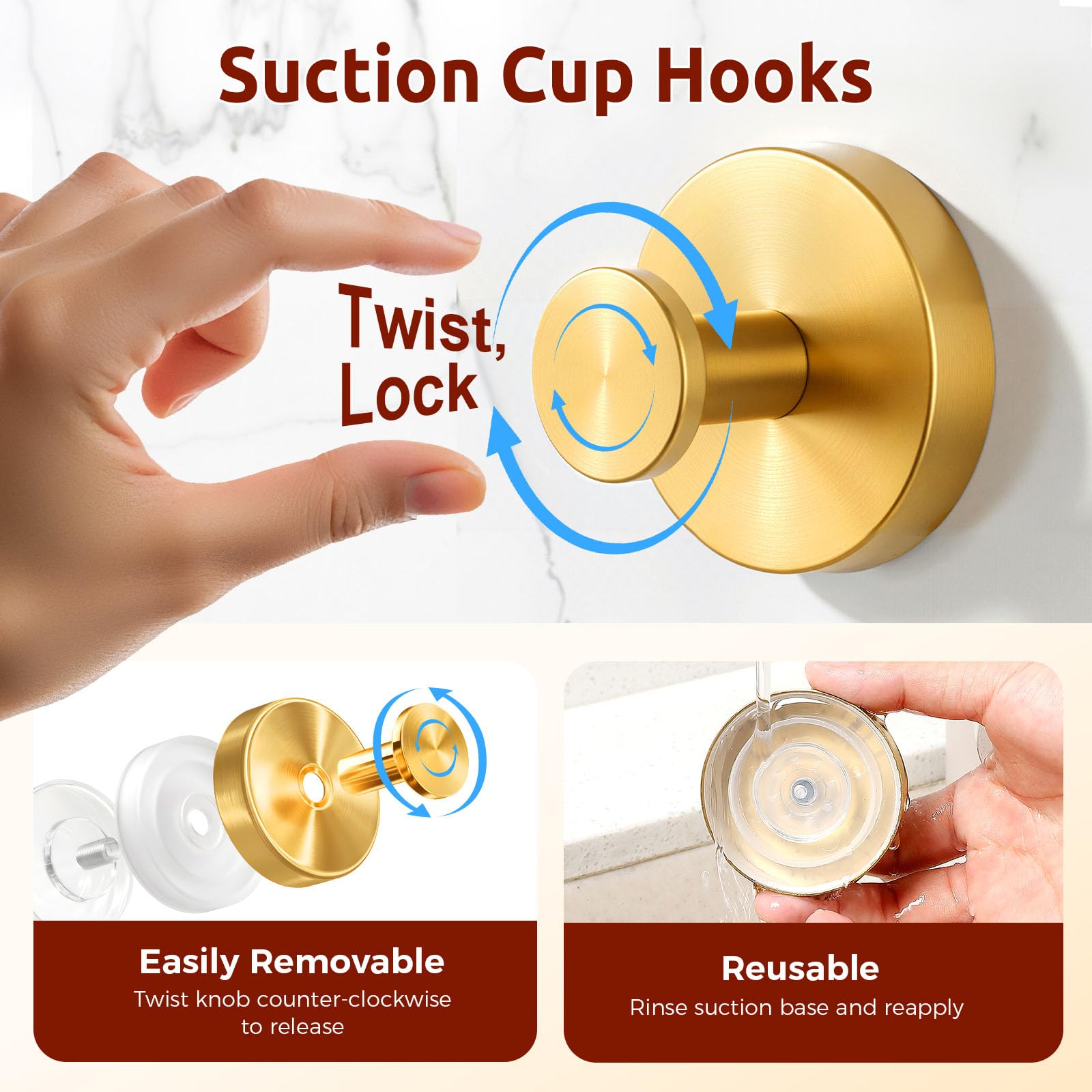 awrose heavy-duty suction hook gripping towels on tile surface