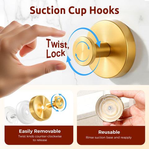 awrose heavy-duty suction hook gripping towels on tile surface