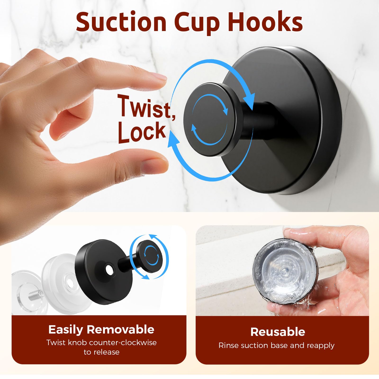 awrose heavy-duty suction hook on wall or door demonstrates 20 lb load capacity for towels