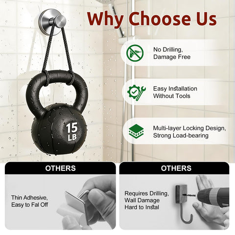 awrose stainless steel suction hooks resist rust in a humid bathroom