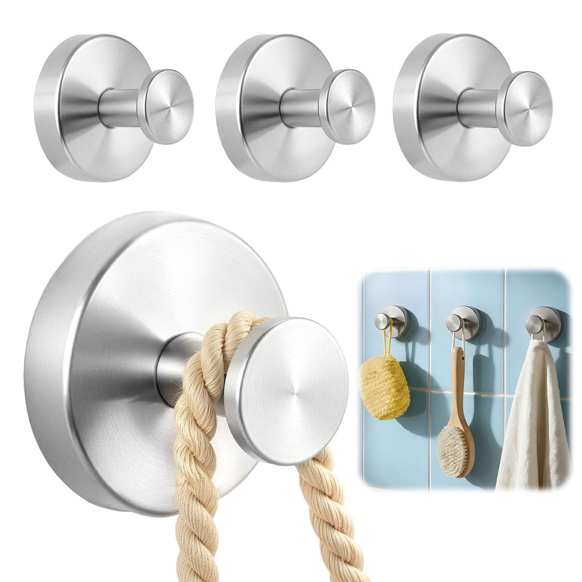 awrose 4-pack shower suction hooks install without drilling on tile or glass