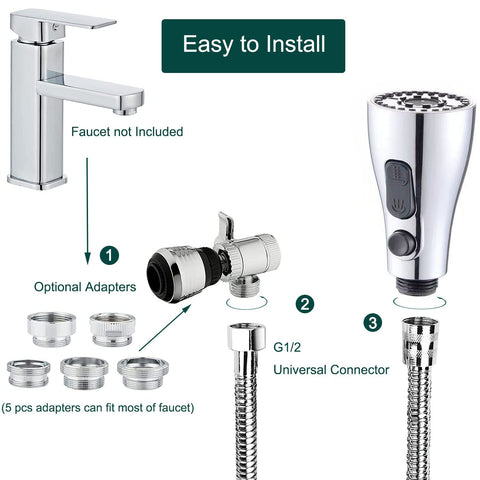 AWXYG faucet attachment installed for simple upgrades.