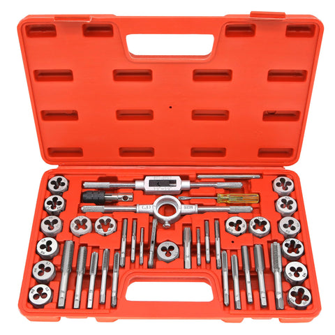 Axelord tap-die-set-case for on-site threading repairs and convenient storage
