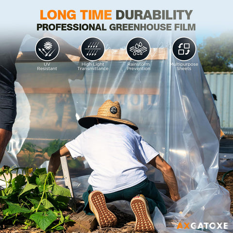 Axgatoxe 10x25 ft sheet provides large, clear coverage for frames or equipment.
