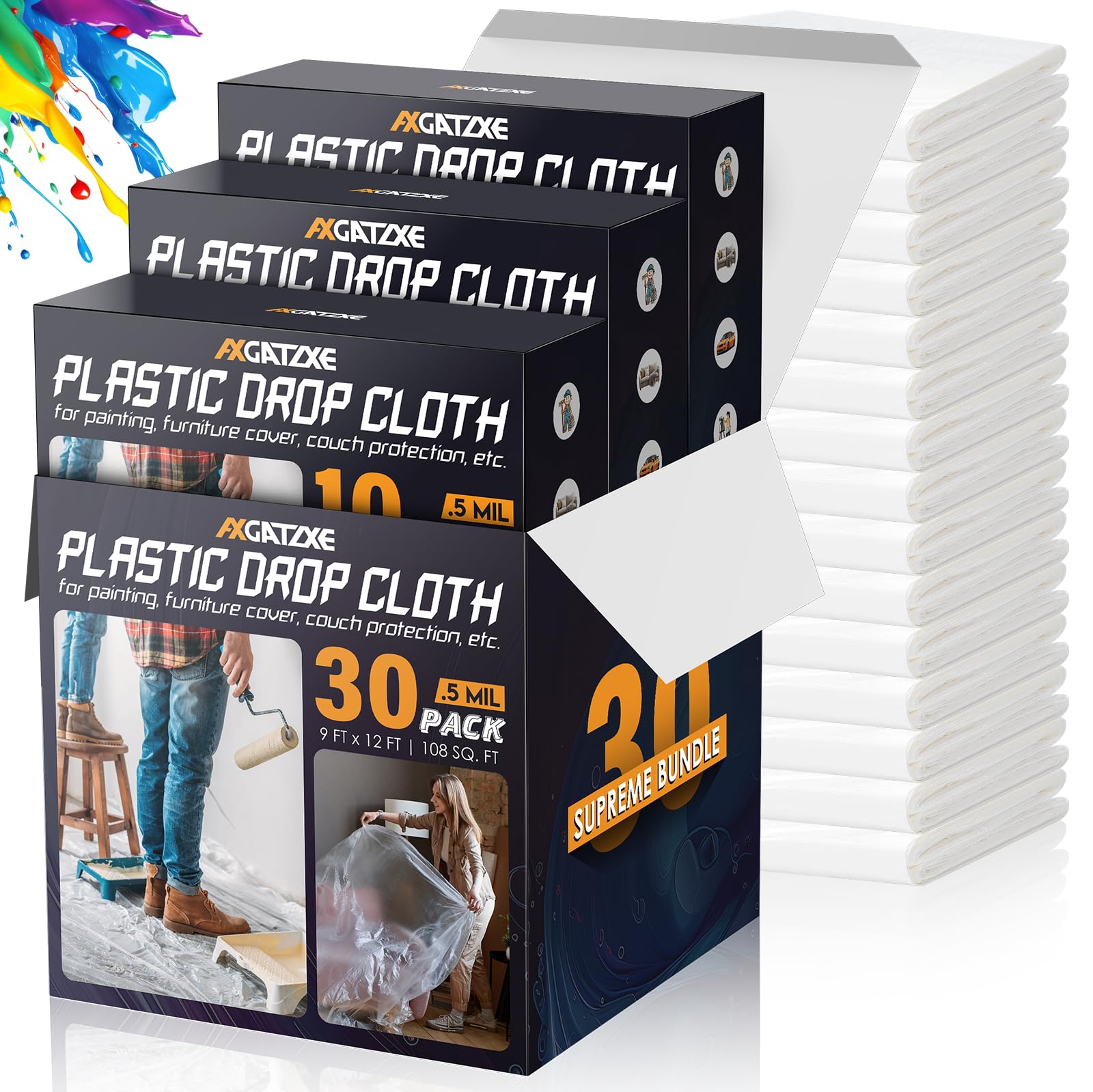 Axgatoxe drop cloth 12x9ft protecting floors during painting projects