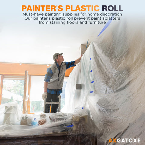 Axgatoxe dust barrier plastic sheet used to shield surfaces during remodeling