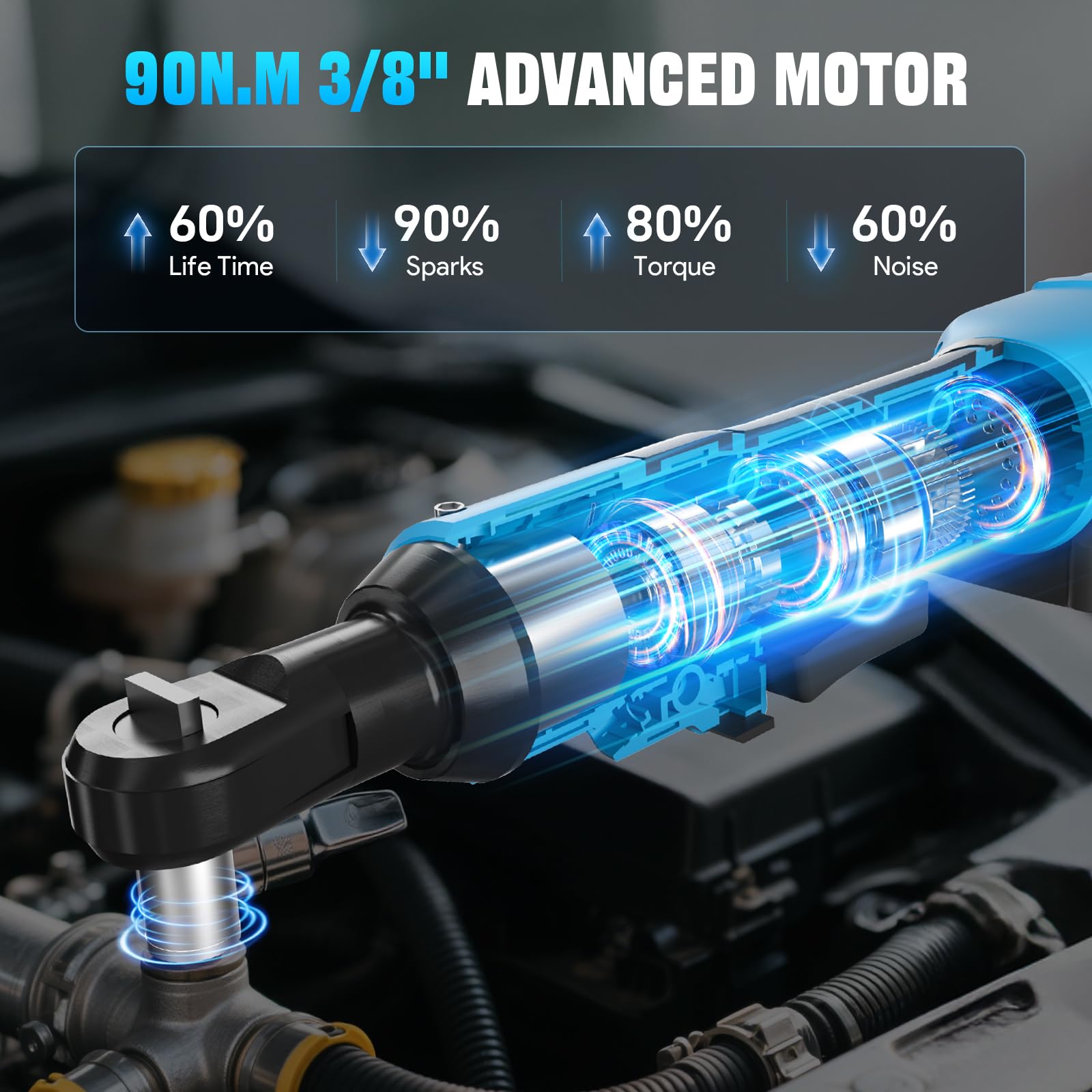 AXIDA two 2.0Ah batteries with fast charger enabling extended use.