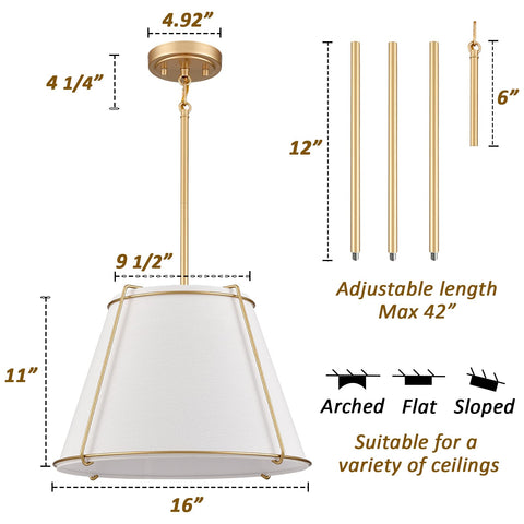 AXILAND adjustable rods allow flexible mounting heights for flat, arched, or sloped ceilings.