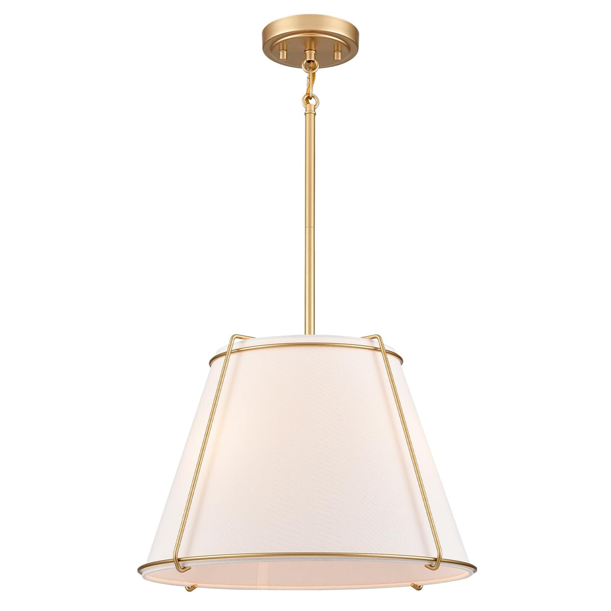 AXILAND cone pendant light shade with white linen cone and gold frame for warm kitchen lighting.