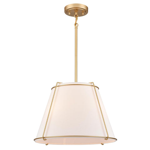 AXILAND cone pendant light shade with white linen cone and gold frame for warm kitchen lighting.