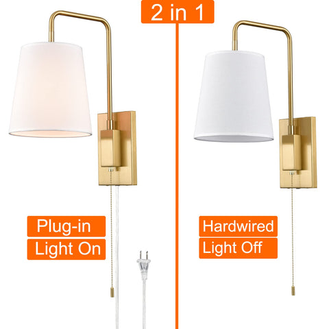 AXILAND wall sconce plug-in or hardwired option for flexible setup