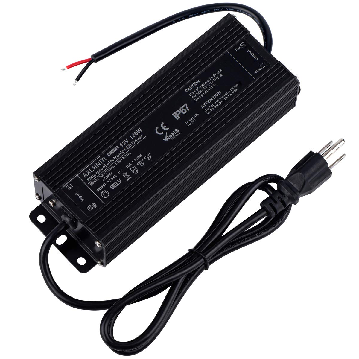AXLHNITI LED Driver front view showing compact 12V 120W design for easy mounting