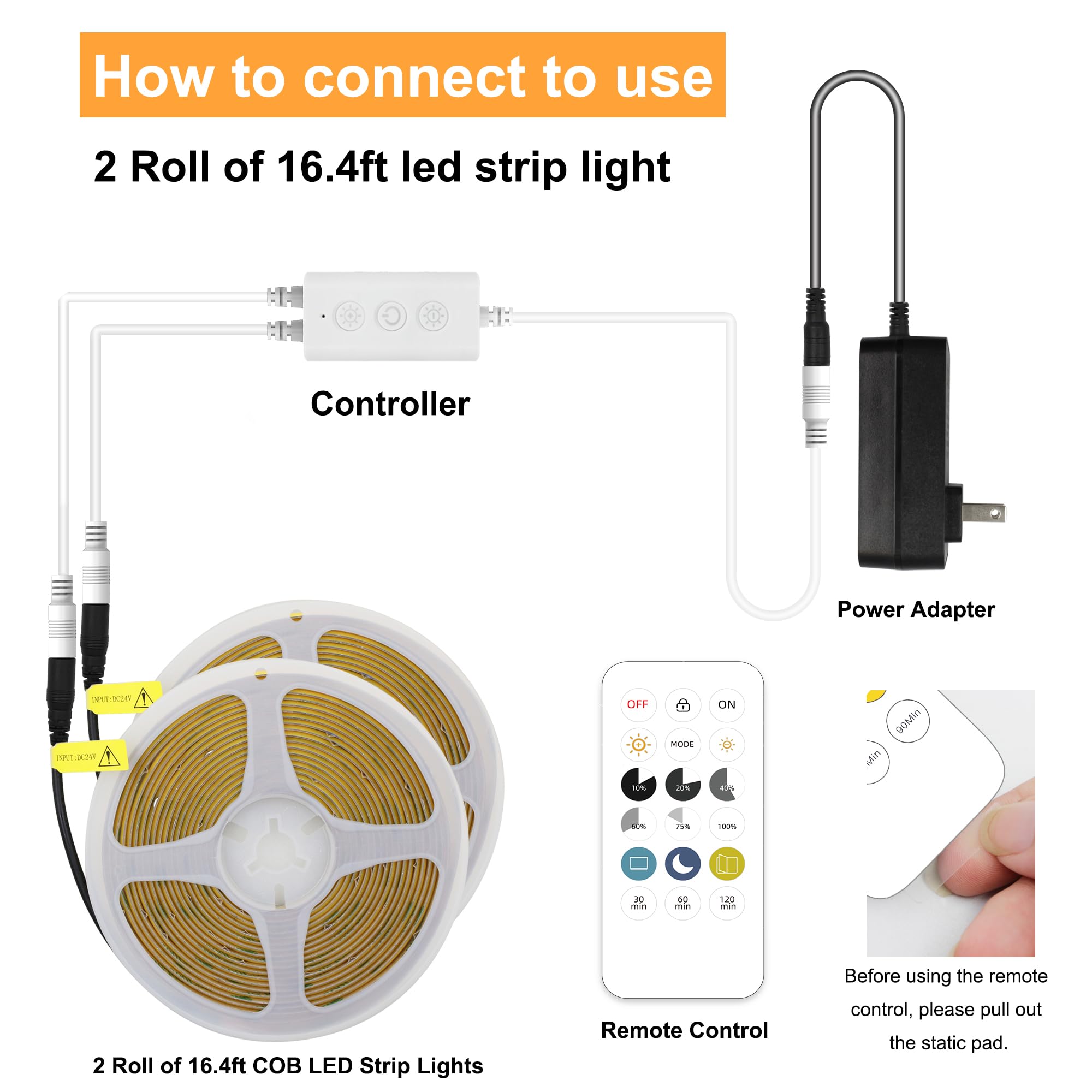 AXMOTUT 32.8ft LED strip rolls provide seamless decor lighting.