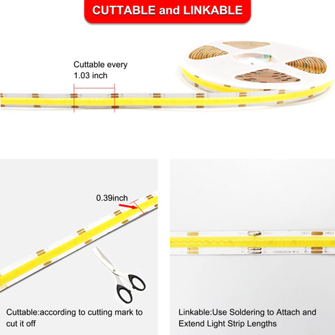 AXMOTUT CCT COB LED strip remote control for convenient, wall-free brightness changes.