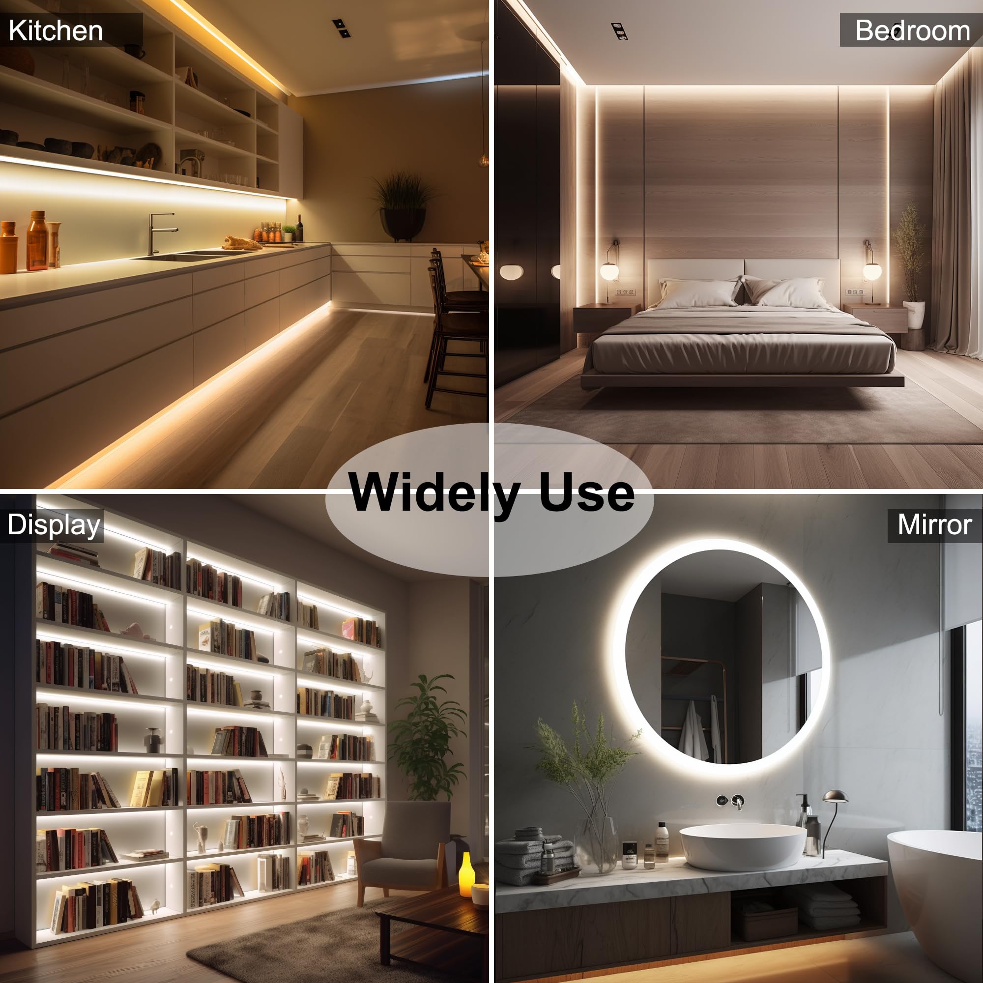 AXMOTUT CCT COB LED strip self-adhesive backing simplifies quick mounting.