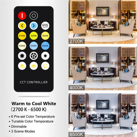 AXMOTUT CCT COB LED strip with dimming control for precise brightness.