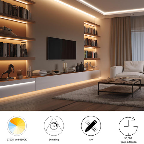 AXMOTUT COB LED strip includes 24V power adapter for instant setup.