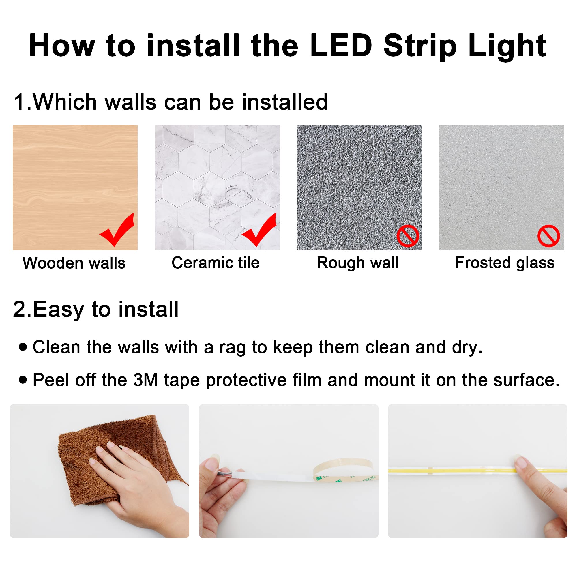 AXMOTUT COB LED strip light in kitchen task lighting setup
