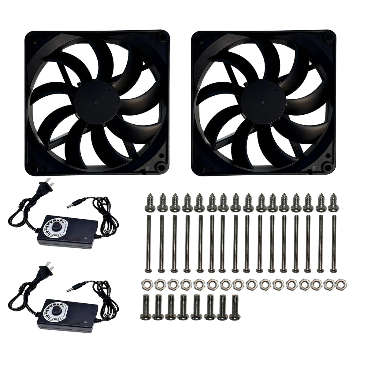 Axonite dual-fan 14025 pack setup provides flexible cooling for DIY enclosures.