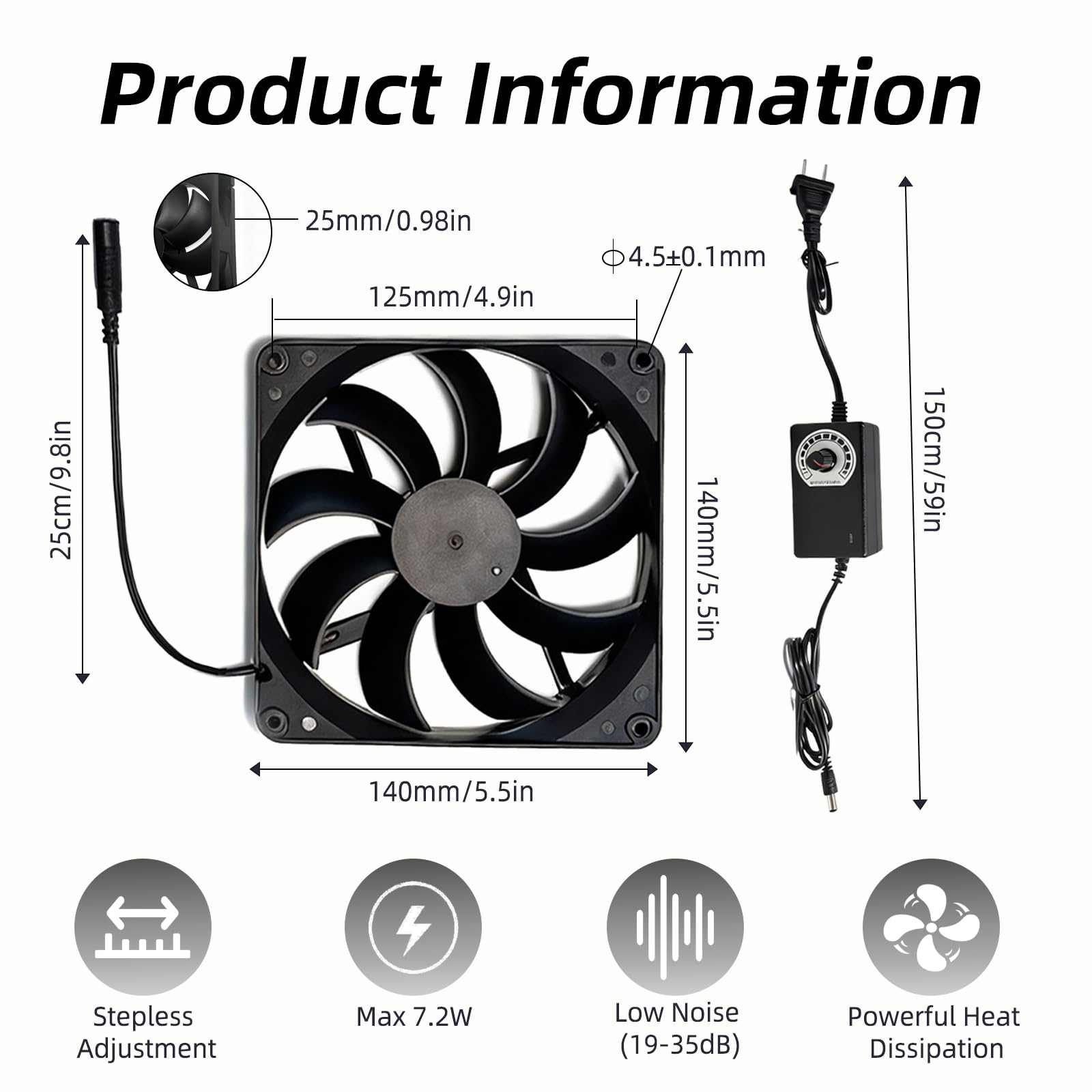Axonite universal voltage adapter enables easy 110-240V plug-and-play cooling.