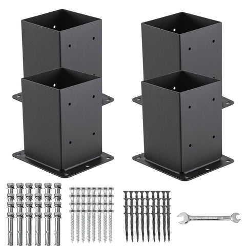 AXWHYS 4x4 post base in solid steel for durable outdoor framing.