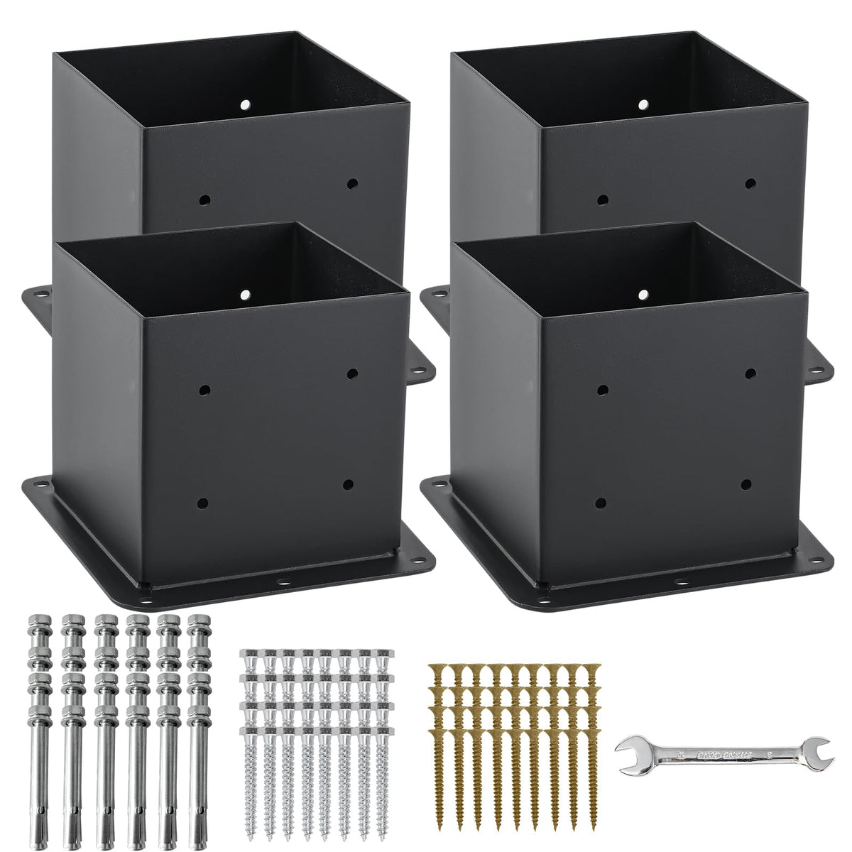 AXWHYS 6x6 post base four-pack ready for outdoor installation