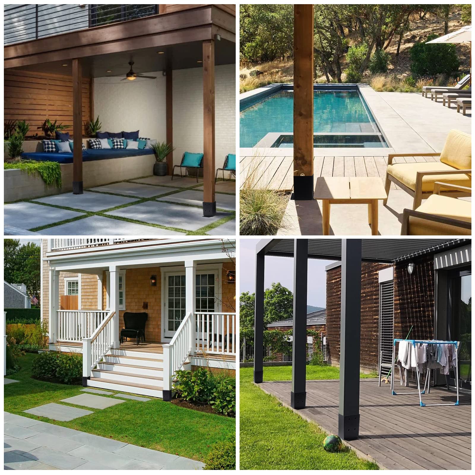 AXWHYS heavy-duty steel post base suited for outdoor deck or fence projects