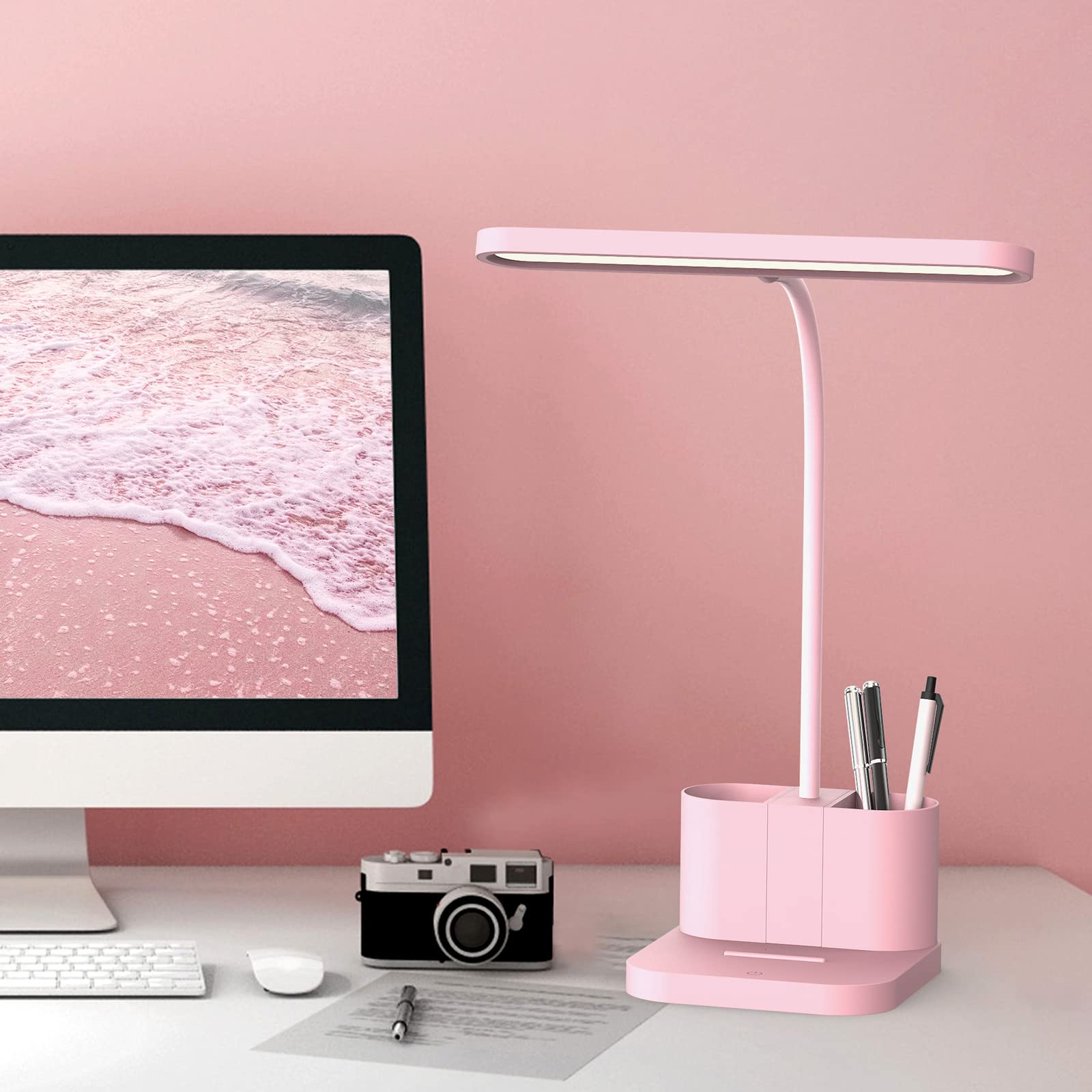 AXX Pink Desk Lamp enhances bedroom decor with gentle illumination