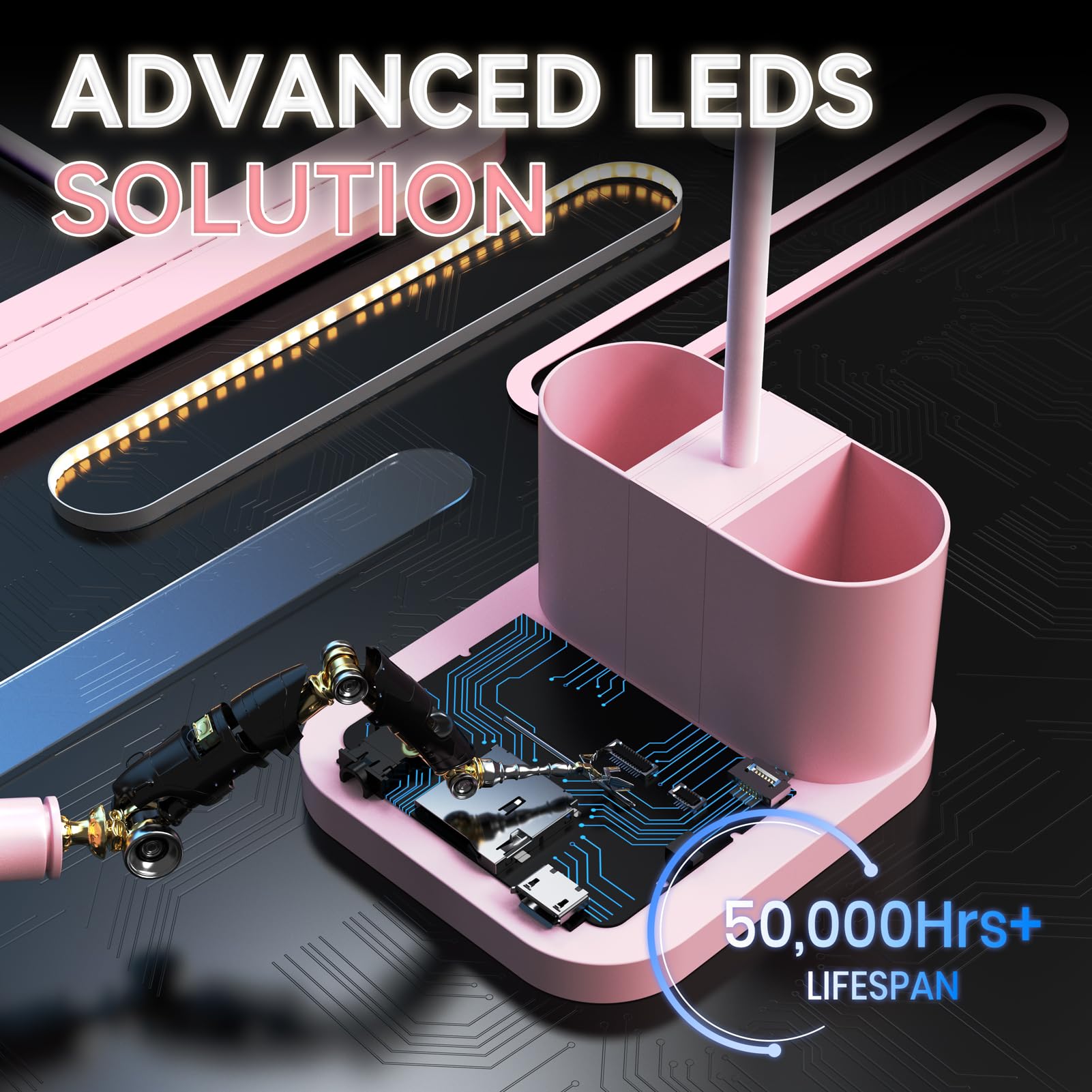 AXX Pink Desk Lamp compact size fits small dorm desks