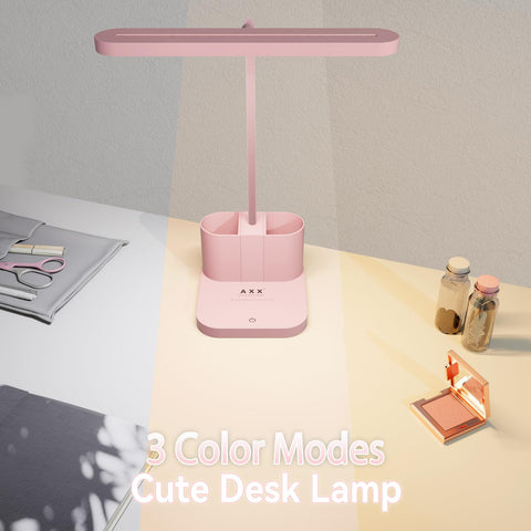 AXX Pink Desk Lamp with phone mount for video calls