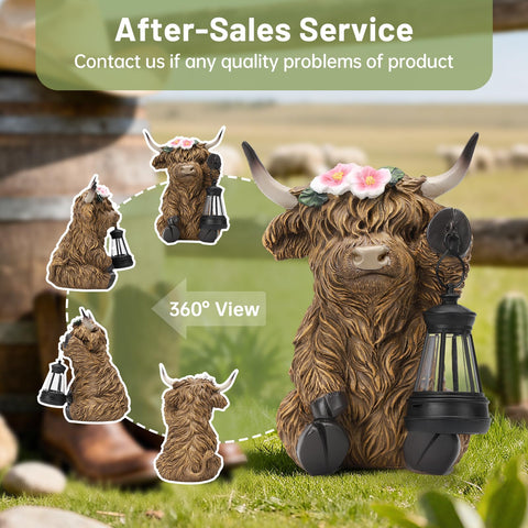 Ayadon Highland cow weatherproof garden sculpture withstands rain and cold.
