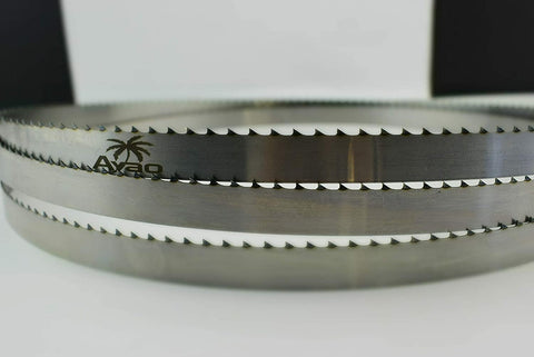 AYAO Hardened Teeth band saw blade teeth closeup; durable construction for hardwood cutting.