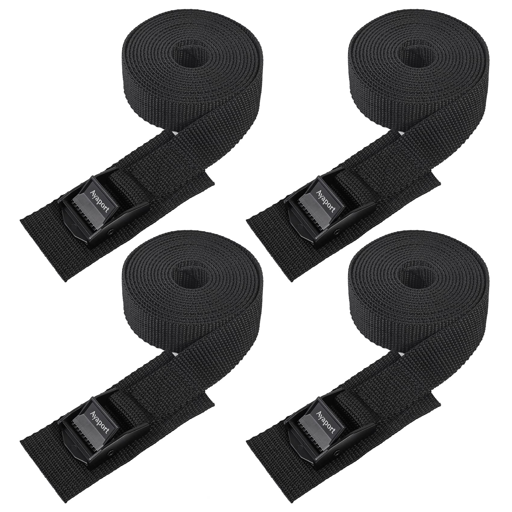 Ayaport lashing straps with cam buckle close-up; sturdy webbing for secure cargo.