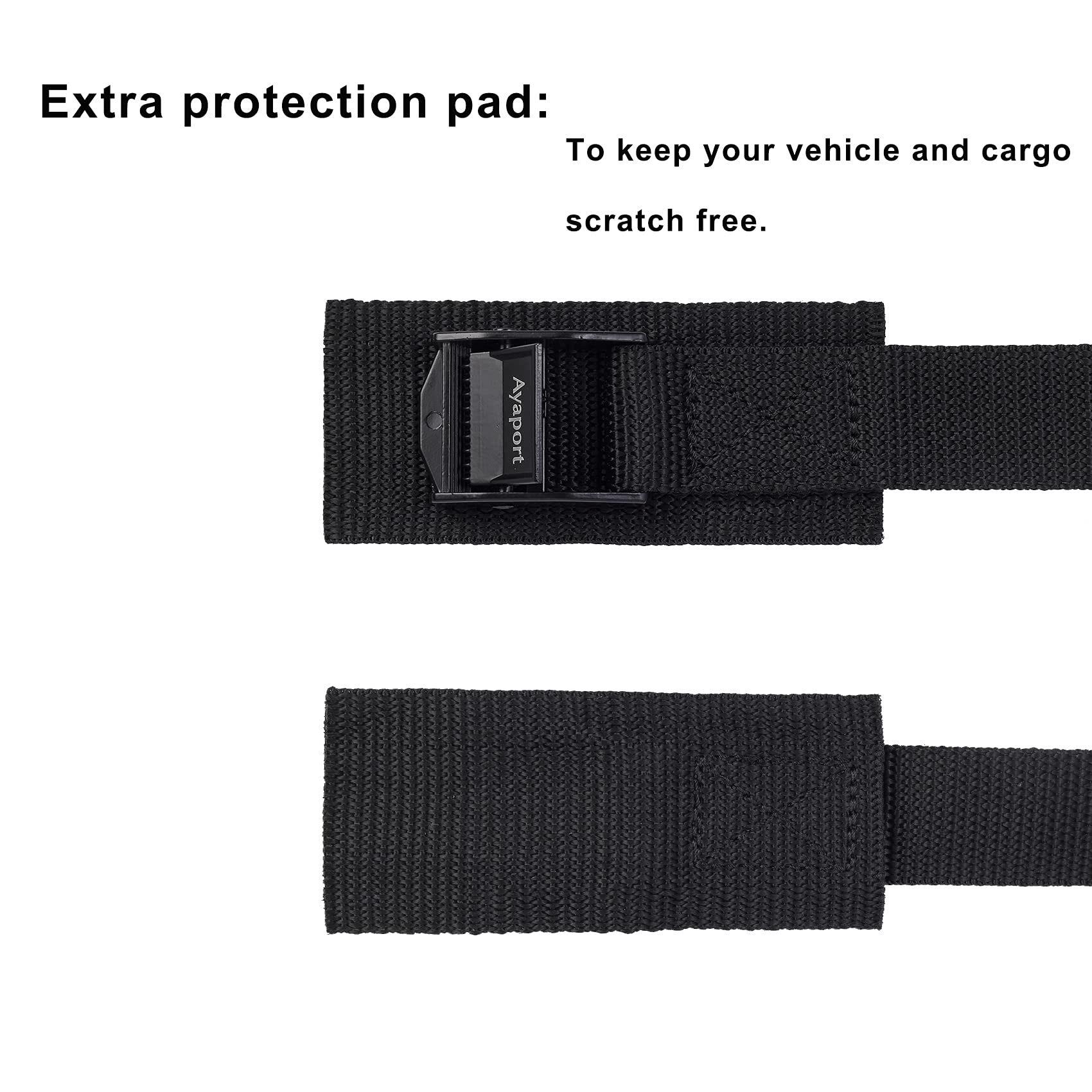Ayaport straps securing kayak on car roof rack for secure transport.
