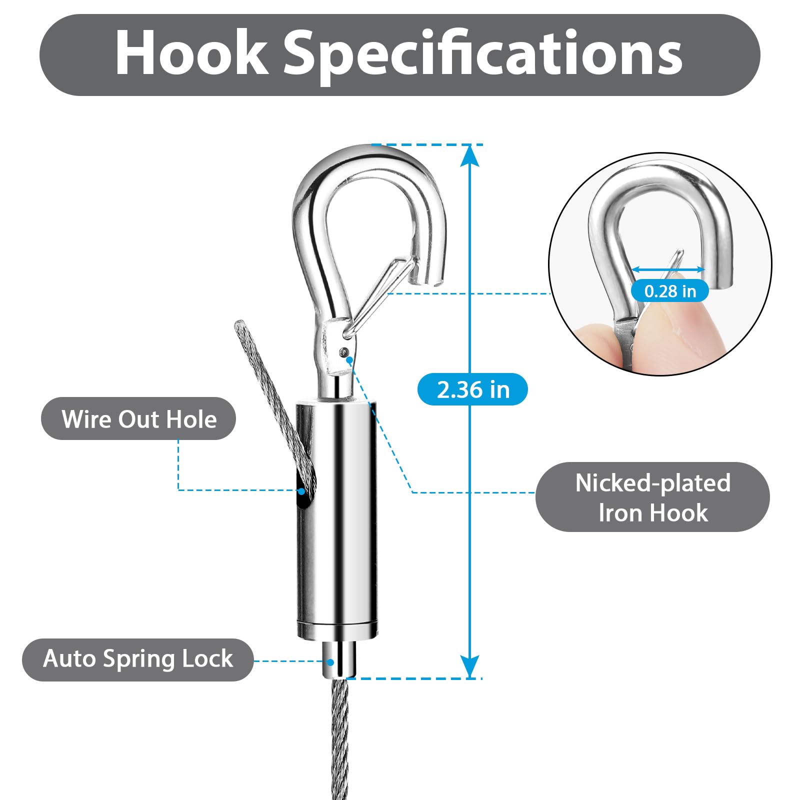 Ayawa stainless steel wire and hooks provide lasting corrosion resistance for frames.