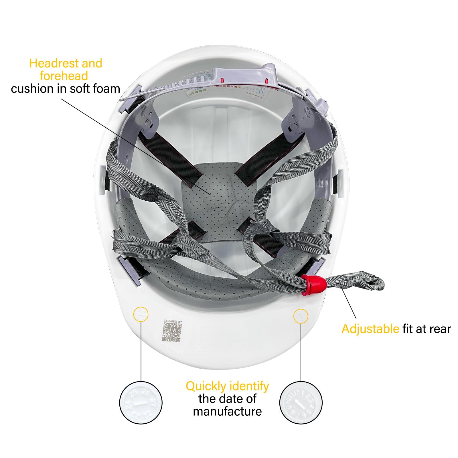 Ayearparty white ABS shell side view, rugged protection for demanding tasks.