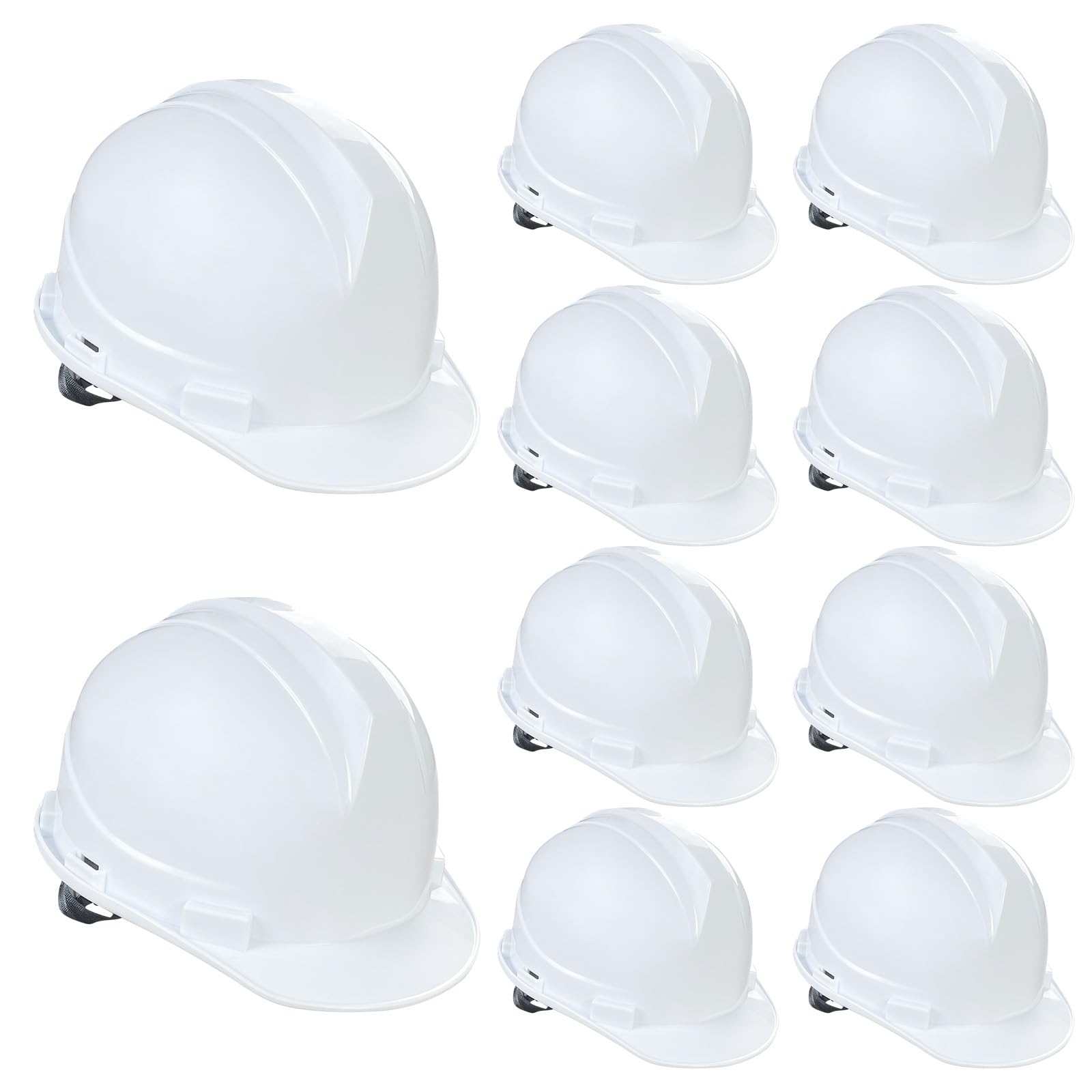 Ayearparty white suspension hard hat front view, durable protection for construction sites.