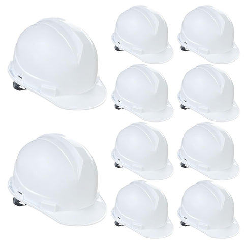 Ayearparty white suspension hard hat front view, durable protection for construction sites.