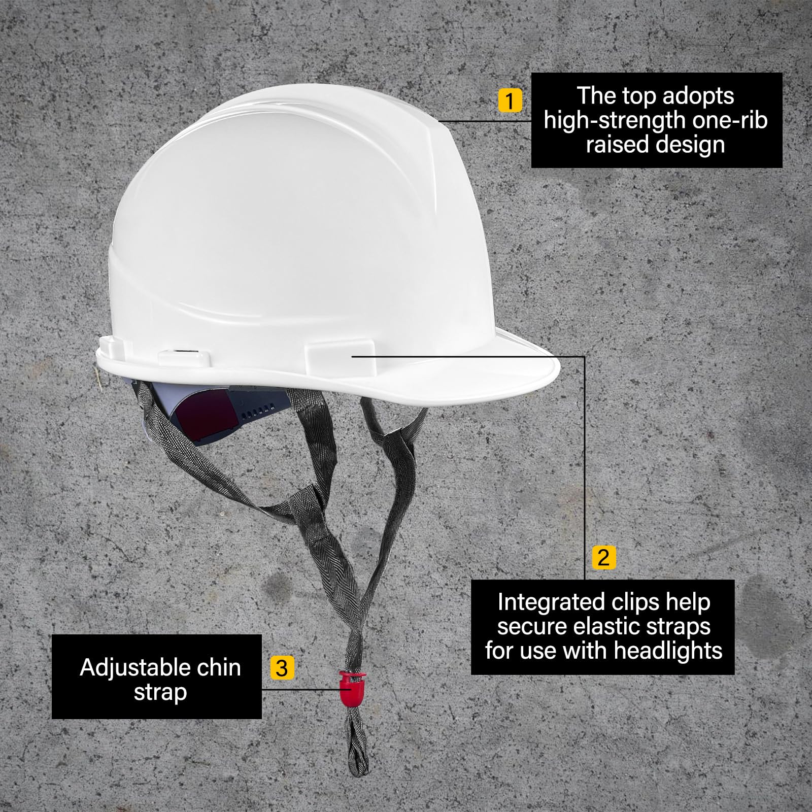 Ayearparty suspension hard hat ratchet strap close-up, quick adjustable fit for long shifts.