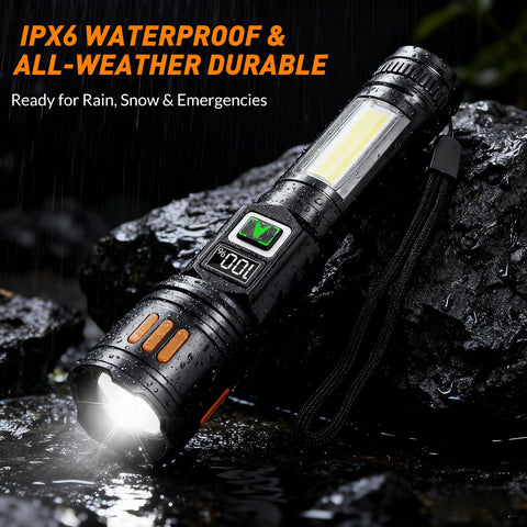 AYL Rechargeable Flashlights durable pocket-set designed for hiking and emergencies.