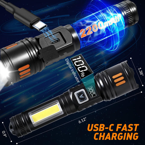 AYL Rechargeable Flashlights zoomable focus for precise beam control.