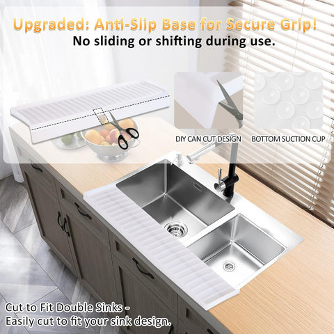 AyNirser edge protector offers a precise fit via cutting lines for various sink shapes.
