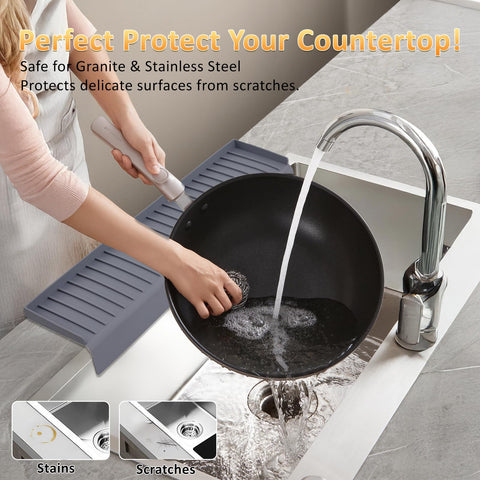 AyNirser Edge Protector's splash guard redirects water back to the sink, reducing counter mess.