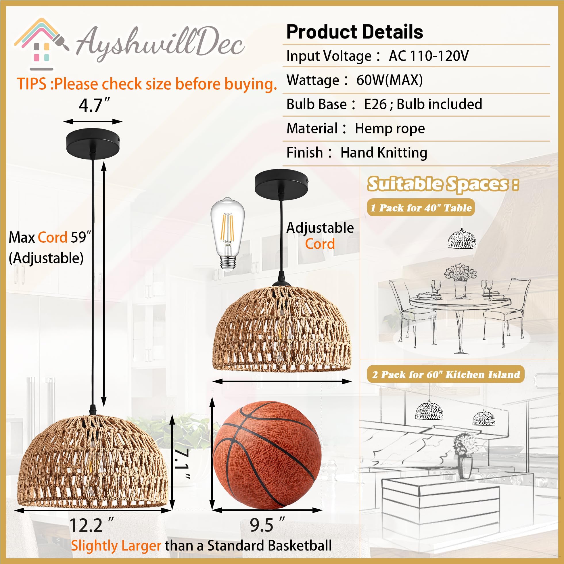 AyshwillDec boho chandelier brings texture and style to dining rooms.